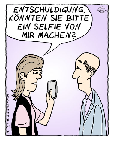 Teddy Tietz Cartoon der Kalenderwoche 17 - Selfie-Hilfe