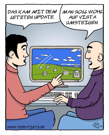 Teddy Tietz Cartoon der Kalenderwoche 22 - XP Friedhof