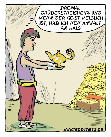 Teddy Tietz Cartoon der Kalenderwoche 40 - Aladdins weibliche Wunderlampe, politisch korrekt