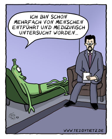 Teddy Tietz Cartoon der Kalenderwoche 14 - Alien EntfÃ¼hrung