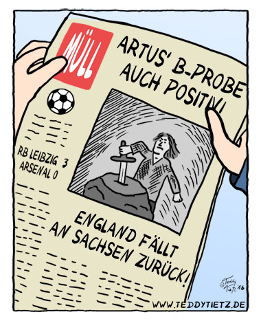 Teddy Tietz Cartoon der Kalenderwoche 14 - Artus positiv getestet