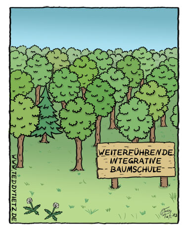 Teddy Tietz Cartoon der Kalenderwoche 45 - Weiterführende Baumschule