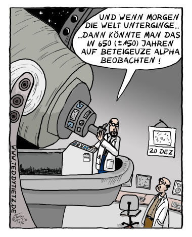 Teddy Tietz Cartoon der Kalenderwoche 50 - Optimismus von Wissenschaftlern