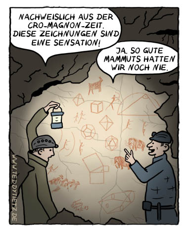 Teddy Tietz Cartoon der Kalenderwoche 37 - Cro-Magnon-Mathe