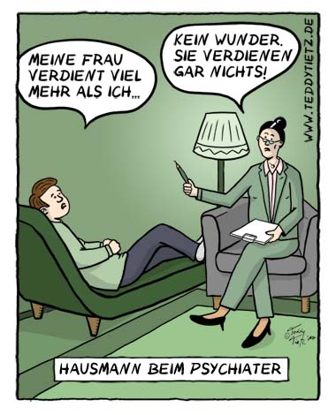 Teddy Tietz Cartoon der Kalenderwoche 29 - Hausmann bei Psychiater