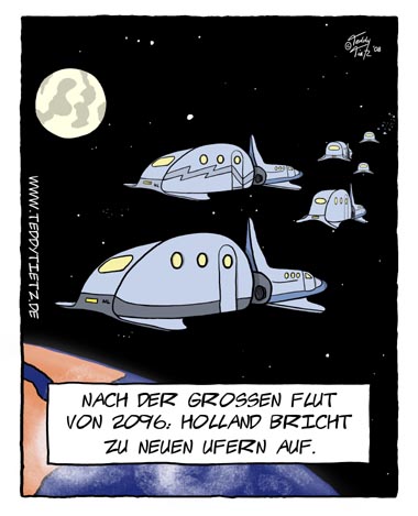Teddy Tietz Cartoon der Kalenderwoche 42 - Holland im All
