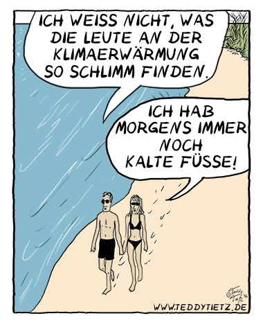 Teddy Tietz Cartoon der Kalenderwoche 49 - KlimaerwÃ¤rmung fÃ¼r Inselurlauber