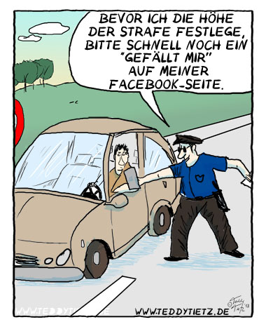 Teddy Tietz Cartoon der Kalenderwoche 24 - Strafzettel mit Unterschrift auf Facebook