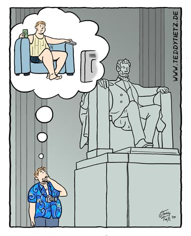 Teddy Tietz Cartoon der Kalenderwoche 25 - Tourist am Lincoln Memorial