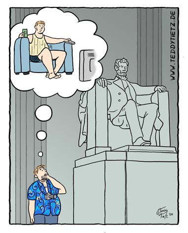 Teddy Tietz Cartoon der Kalenderwoche 25 - Tourist am Lincoln Memorial