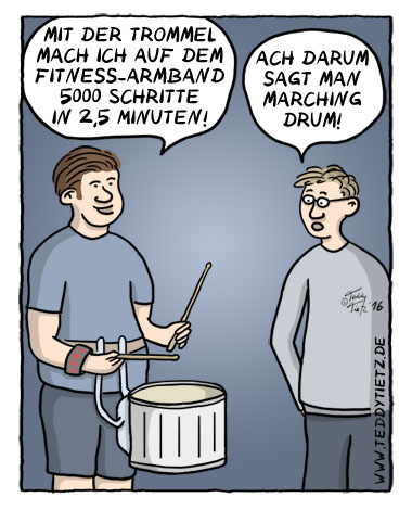 Teddy Tietz Cartoon der Kalenderwoche 38 - Marching Drum