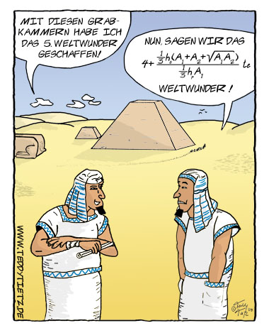 Teddy Tietz Cartoon der Kalenderwoche 6 - Mathematisch genaues Weltwunder