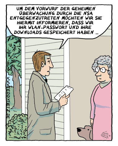 Teddy Tietz Cartoon der Kalenderwoche 40 - Neue Offenheit bei der NSA