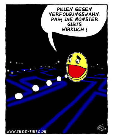 Teddy Tietz Cartoon der Kalenderwoche 34 - PacMan als Opfer des Gesundheitswesens