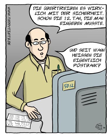 Teddy Tietz Cartoon der Kalenderwoche 40 - Online-Banking