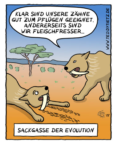 Teddy Tietz Cartoon der Kalenderwoche 37 - Sackgasse der Evolution