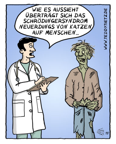 Teddy Tietz Cartoon der Kalenderwoche 45 - Schrödinger Syndrom