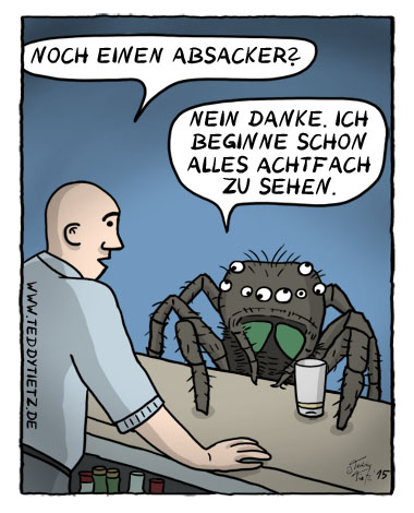 Teddy Tietz Cartoon der Kalenderwoche 31 - Absacker für eine Spinne