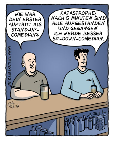 Teddy Tietz Cartoon der Kalenderwoche 42 - Stand-up-Comedian