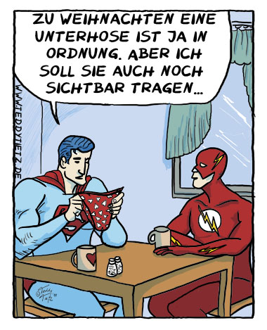 Teddy Tietz Cartoon der Kalenderwoche 50 - Supermans Weihnachtsgeschenk ist die nächste Unterhose