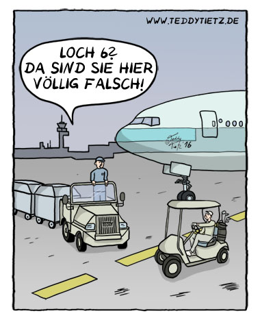 Teddy Tietz Cartoon der Kalenderwoche 34 - Verirrter Golfer