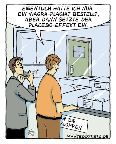 Teddy Tietz Cartoon der Kalenderwoche 28 - Viagra und der Placebo-Effekt