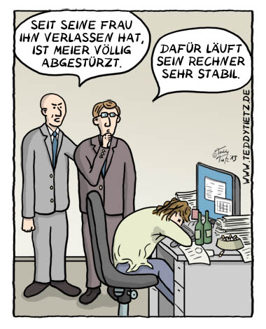 Teddy Tietz Cartoon der Kalenderwoche 39 - Völlig abgestürzt