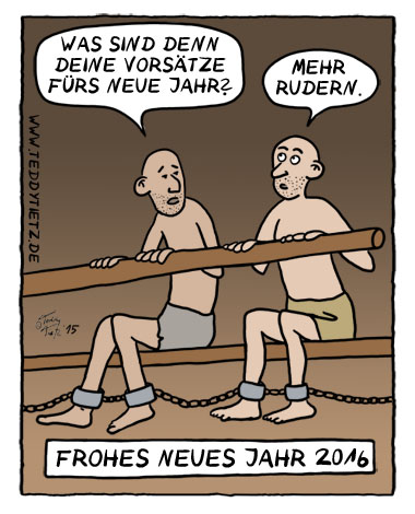 Teddy Tietz Cartoon der Kalenderwoche 53 - Neujahrs Voesätze