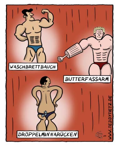 Teddy Tietz Cartoon der Kalenderwoche 11 - Extrembodybuilder