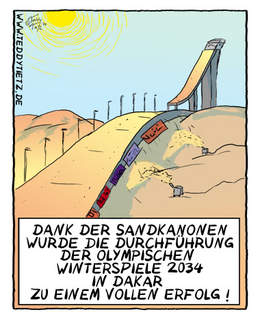 Teddy Tietz Cartoon der Kalenderwoche 8 - Olympische Winterspiele in Dakar