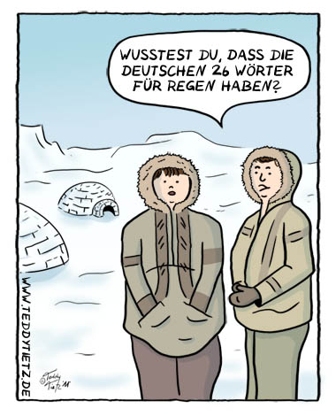 Teddy Tietz Cartoon der Kalenderwoche 23 - 26 Wörter für Regen