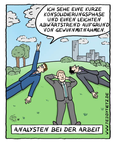 Teddy Tietz Cartoon der Kalenderwoche 3 - Analysten bei der Arbeit