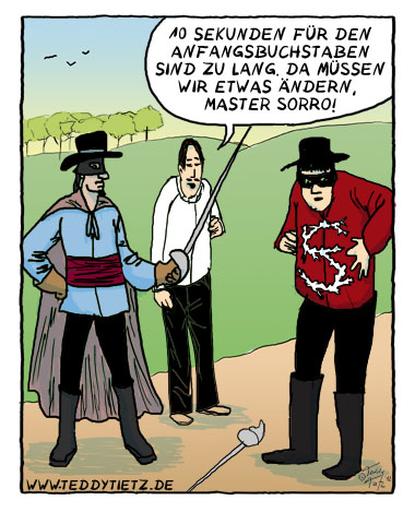 Teddy Tietz Cartoon der Kalenderwoche 52 - Zorros Probleme mit seinem Anfangsbuchstaben