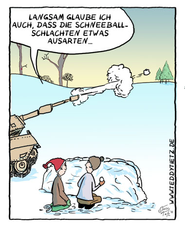 Teddy Tietz Cartoon der Kalenderwoche 2 - Die Zukunft der Schneeballschlacht